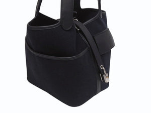 極美品 HERMES エルメス ピコタンロック ブラック カーゴ PM ハンドバッグ トワル×スイフト 中古 U刻印 4b006035