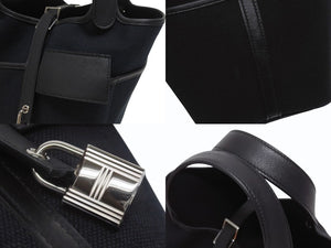 極美品 HERMES エルメス ピコタンロック ブラック カーゴ PM ハンドバッグ トワル×スイフト 中古 U刻印 4b006035