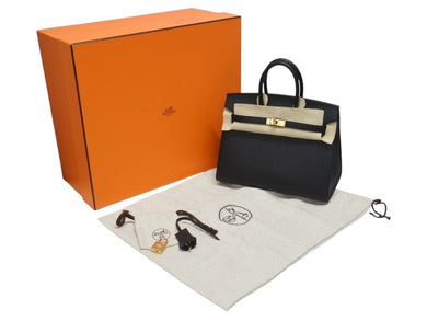 新品未使用 HERMES エルメス バーキン セリエ 25 ハンドバッグ ヴォーエプソン ブラック ゴールド金具 外縫い Z刻印 中古 4b006037