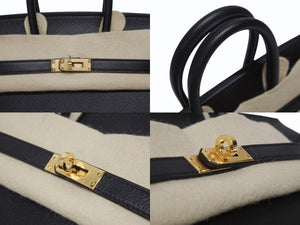 新品未使用 HERMES エルメス バーキン セリエ 25 ハンドバッグ ヴォーエプソン ブラック ゴールド金具 外縫い Z刻印 中古 4b006037