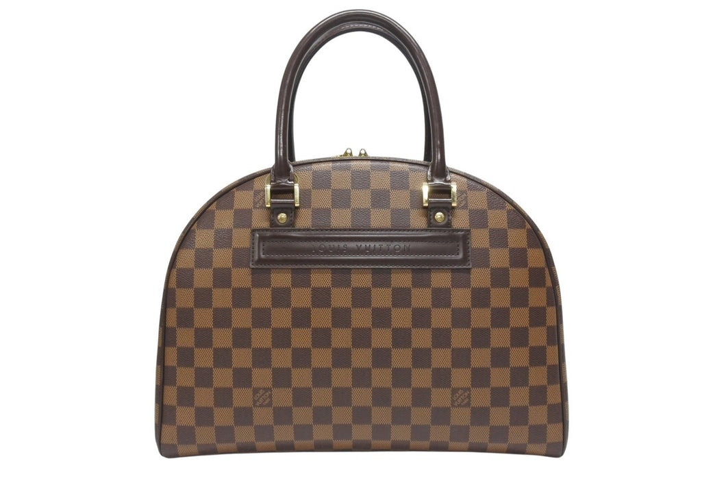 極美品 LOUIS VUITTON ルイヴィトン ノリータ ハンドバッグ N41455 ダミエ エベヌ ブラウン レザー PVC ゴールド金具 中古 4b006042