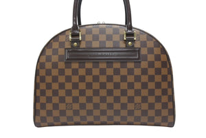 極美品 LOUIS VUITTON ルイヴィトン ノリータ ハンドバッグ N41455 ダミエ エベヌ ブラウン レザー PVC ゴールド金具 中古 4b006042