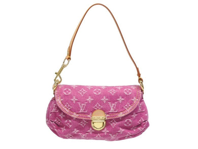 新品同様 LOUIS VUITTON ルイヴィトン ミニプリーティ ワンショルダーバッグ M95216 モノグラム デニム ピンク 中古 4b006045