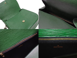 極美品 LOUIS VUITTON ルイヴィトン ショルダーバッグ サンクルーGM M52194 エピレザー グリーン ゴールド金具 中古 4b006046