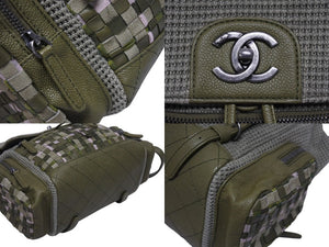 極美品 CHANEL シャネル バックパック リュック 23番台 ココマーク キューバポケット ツイード キャンバス クルーズコレクション 中古 4b006053
