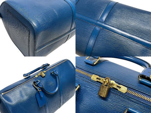 LOUIS VUITTON ルイヴィトン ボストンバッグ キーポル50 M42965 エピレザー ブルー ゴールド金具 美品 中古 4b006054