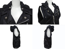 Load image into Gallery viewer, CHROME HEARTS クロムハーツ ライダース ベスト ナイロン スウェット パーカー ダガージップ クロスボール 美品 中古 4b006060