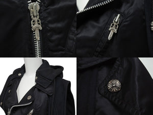 CHROME HEARTS クロムハーツ ライダース ベスト ナイロン スウェット パーカー ダガージップ クロスボール 美品 中古 4b006060