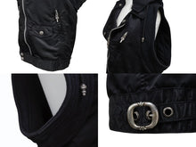 Load image into Gallery viewer, CHROME HEARTS クロムハーツ ライダース ベスト ナイロン スウェット パーカー ダガージップ クロスボール 美品 中古 4b006060