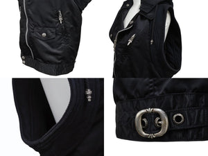 CHROME HEARTS クロムハーツ ライダース ベスト ナイロン スウェット パーカー ダガージップ クロスボール 美品 中古 4b006060