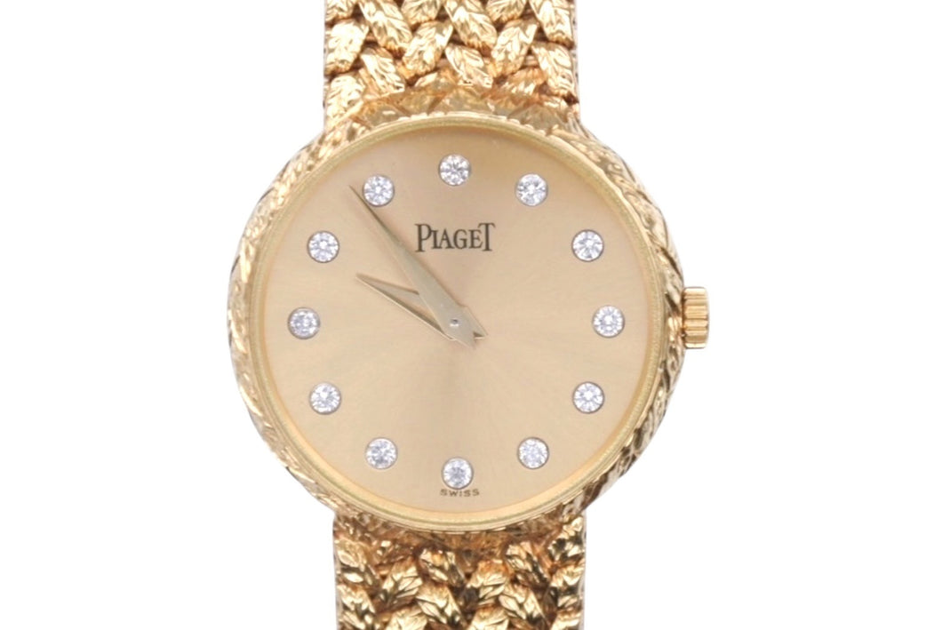 極美品 PIAGET ピアジェ トラディション 腕時計 重量約52.1g 8055ND2 クォーツ ゴールド文字盤 金無垢 K18YG 12PD ラウンド 中古 4b006061 