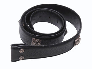 CHROME HEARTS クロムハーツ BLT ベルト ストラップ ピラミッドスタッズ サイズ32 ブラック レザー シルバー925 美品 中古 4b006068