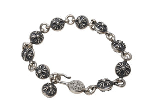 極美品 CHROME HEARTS クロムハーツ クロスボール ブレスレット CHクロス 10コマ 重量約67,5g シルバー925 中古 4b006069