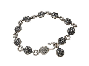 極美品 CHROME HEARTS クロムハーツ クロスボール ブレスレット CHクロス 10コマ 重量約67,5g シルバー925 中古 4b006069