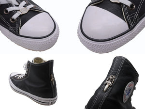 極美品 CHROME HEARTS クロムハーツ コンバース クロスパッチ オールレザー サイズ30cm ブラック レザー 中古 4b006070