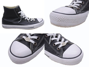 極美品 CHROME HEARTS クロムハーツ コンバース クロスパッチ オールレザー サイズ30cm ブラック レザー 中古 4b006070