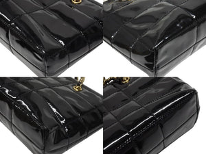 CHANEL シャネル チョコバー トートバッグ ショルダーバッグ 7番台 パテントレザー エナメル ココマーク ブラック 美品 中古 4b006080