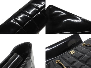 CHANEL シャネル チョコバー トートバッグ ショルダーバッグ 7番台 パテントレザー エナメル ココマーク ブラック 美品 中古 4b006080