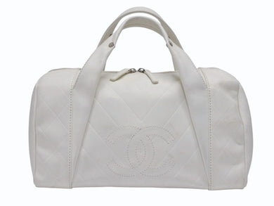 CHANEL シャネル シェブロン Vステッチ ハンドバッグ 10番台 A30899 ココマーク ホワイト シルバー金具 美品 中古 4b006082