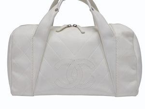 CHANEL シャネル シェブロン Vステッチ ハンドバッグ 10番台 A30899 ココマーク ホワイト シルバー金具 美品 中古 4b006082