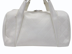 CHANEL シャネル シェブロン Vステッチ ハンドバッグ 10番台 A30899 ココマーク ホワイト シルバー金具 美品 中古 4b006082