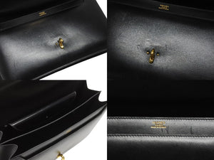 HERMES エルメス コルドリエール ハンドバッグ ボックスカーフ ブラック ゴールド金具 ○W刻印 1993年 美品 中古 4b006083