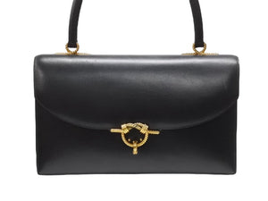 HERMES エルメス コルドリエール ハンドバッグ ボックスカーフ ブラック ゴールド金具 ○W刻印 1993年 美品 中古 4b006083