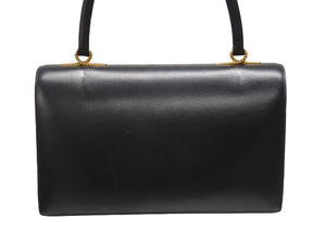 HERMES エルメス コルドリエール ハンドバッグ ボックスカーフ ブラック ゴールド金具 ○W刻印 1993年 美品 中古 4b006083