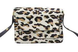 MARNI マルニ レオパード柄 ハラコ ショルダーバッグ SBMPN09YN0LV358 00W20 ホワイト ブラウン ブラック ゴールド金具 中古 4b006091