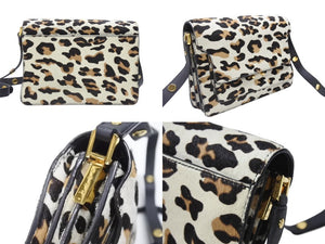 MARNI マルニ レオパード柄 ハラコ ショルダーバッグ SBMPN09YN0LV358 00W20 ホワイト ブラウン ブラック ゴールド金具 中古 4b006091