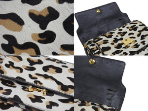 MARNI マルニ レオパード柄 ハラコ ショルダーバッグ SBMPN09YN0LV358 00W20 ホワイト ブラウン ブラック ゴールド金具 中古 4b006091