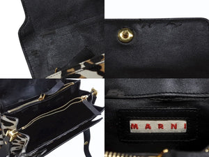 MARNI マルニ レオパード柄 ハラコ ショルダーバッグ SBMPN09YN0LV358 00W20 ホワイト ブラウン ブラック ゴールド金具 中古 4b006091