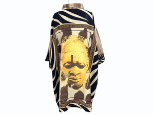 極美品 pellepelle ペレペレ 半袖シャツ 90s ポリエステル ブラウン マルチカラー サイズ3XL 中古 4b006109