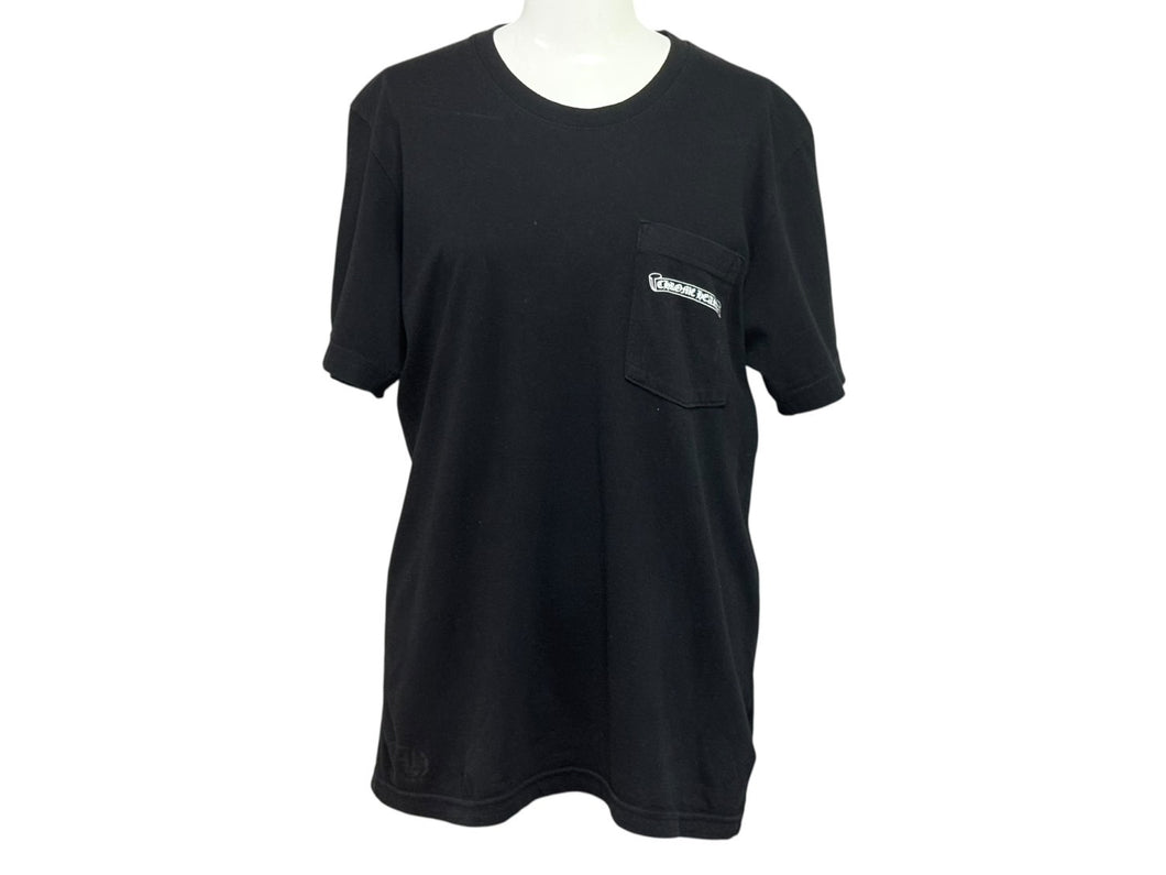 CHROME HEARTS クロムハーツ 半袖Tシャツ サイズS スクロールラベルロゴ プリント ブラック ホワイト 美品 中古 4b006110