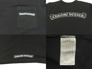 CHROME HEARTS クロムハーツ 半袖Tシャツ サイズS スクロールラベルロゴ プリント ブラック ホワイト 美品 中古 4b006110