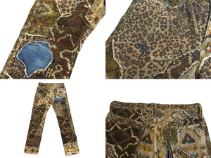 KAPITAL キャピタル パッチワーク レオパード コーデュロイ デニムパンツ KAPITAL KOUNTRY コットン ブラウン サイズ34 美品 中古 4b006112