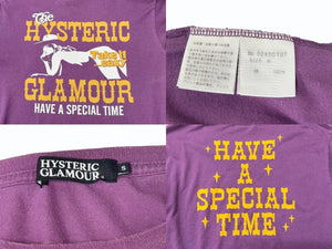 HYSTERIC GLAMOUR ヒステリックグラマー 半袖Tシャツ トップス 0243CT07 コットン パープル サイズS 美品 中古 4b006117