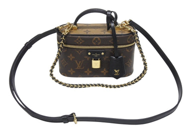 極美品 LOUIS VUITTON ルイヴィトン ヴァニティNV PM ショルダーバッグ M45165 モノグラムリバース レザー PVC 中古 4b006124
