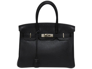 極美品 HERMES エルメス バーキン30 ハンドバッグ トゴ ブラック シルバー金具 T刻印 中古 4b006134