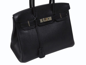 極美品 HERMES エルメス バーキン30 ハンドバッグ トゴ ブラック シルバー金具 T刻印 中古 4b006134