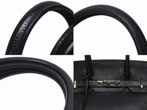 極美品 HERMES エルメス バーキン30 ハンドバッグ トゴ ブラック シルバー金具 T刻印 中古 4b006134