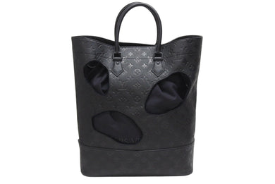 新品同様 LOUIS VUITTON ルイヴィトン コムデギャルソン 川久保玲 トートバッグ M58661 ウィズホールズMM モノグラムアンプラント ブラック 中古4b006137