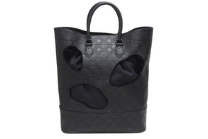 新品同様 LOUIS VUITTON ルイヴィトン コムデギャルソン 川久保玲 トートバッグ M58661 ウィズホールズMM モノグラムアンプラント ブラック 中古4b006137