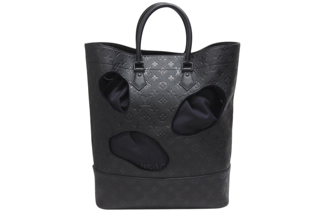新品同様 LOUIS VUITTON ルイヴィトン コムデギャルソン 川久保玲 トートバッグ M58661 ウィズホールズMM モノグラムアンプラント ブラック 中古4b006137
