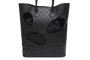 新品同様 LOUIS VUITTON ルイヴィトン コムデギャルソン 川久保玲 トートバッグ M58661 ウィズホールズMM モノグラムアンプラント ブラック 中古4b006137