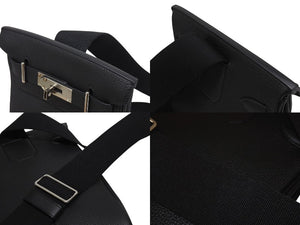 新品同様 エルメス HERMES アッカドPM U刻印 ワンショルダーバッグ ブラック トゴ 新型 シルバー金具 中古 4b006140