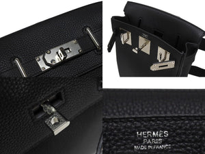 新品同様 エルメス HERMES アッカドPM U刻印 ワンショルダーバッグ ブラック トゴ 新型 シルバー金具 中古 4b006140