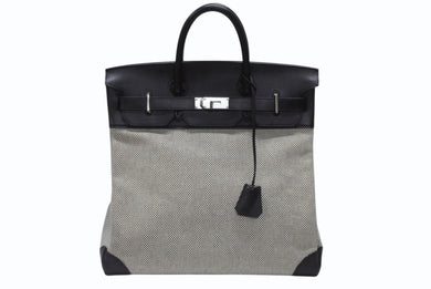 極美品 HERMES エルメス ハンドバッグ オータクロア40 B刻印 ブラック トワル パラジウム金具 中古 4b006141