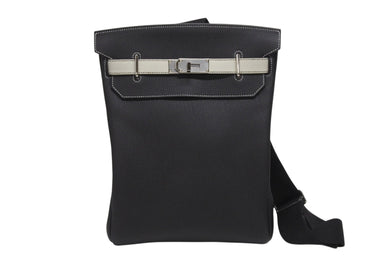 未使用 HERMES エルメス ケリー スペシャルオーダー品 アッカドGM ショルダーバッグ W刻印 ブラック グリスパール シルバー金具 中古 4b006142