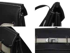 未使用 HERMES エルメス ケリー スペシャルオーダー品 アッカドGM ショルダーバッグ W刻印 ブラック グリスパール シルバー金具 中古 4b006142